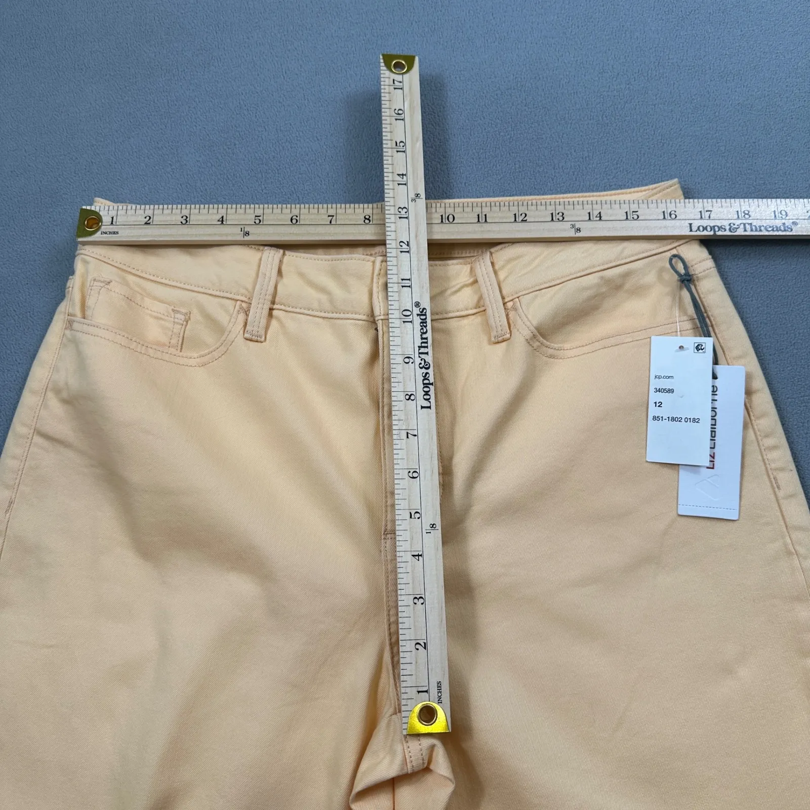 NWT Liz Claiborne Jeans Womens 12 Flare Wide Leg Apricot High Rise Light Wash - Image 4