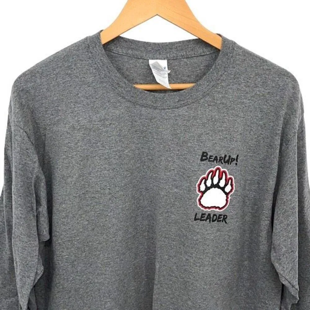 Gildan Harvard Bear Up Rise Up Long Sleeve Crewneck T-Shirt‎ Size Large Gray - Image 2