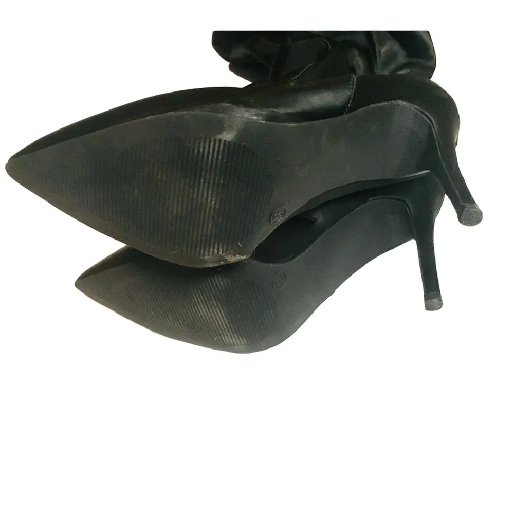 Women Satin Over The Knee Pointy Toe Slouchy Stiletto Boot - Image 4