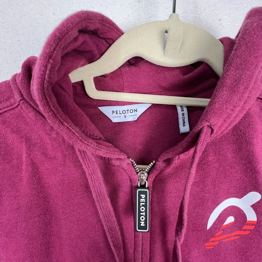 Peloton S Ultimate Fleece Zip Up Hoodie Sweatshirt Women's  pink logo - Image 7