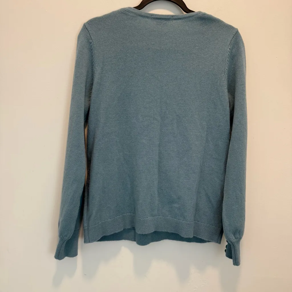 Boden Blue Maddie Button Cuff Surplice Sweater size 12 - Image 6