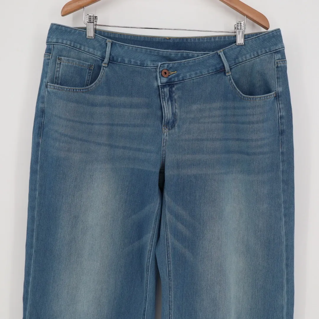 Halara Flex Denim Wide Leg Cropped Pants Petite XL Blue Athleisure Comfort - Image 3