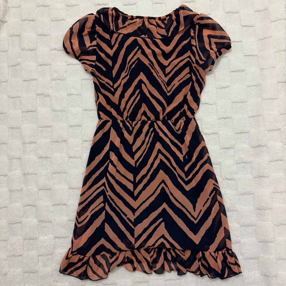 Needle & Thread Francesca’s Coral and Blue Cap Sleeve Ruffle Midi Dress - Image 2