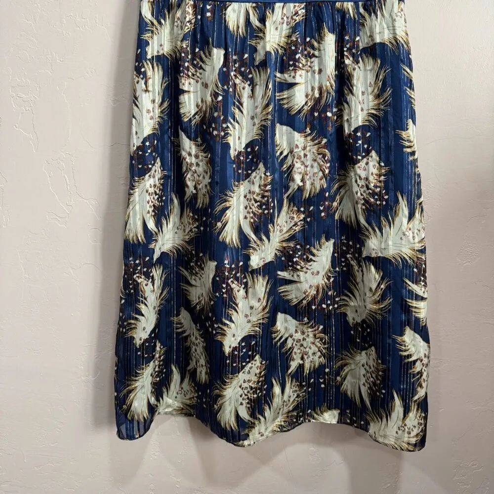 NWT LAUNDRY by Shelli Segal Blue and Metallic Gold Halter Dress  Sz 12 - Image 3