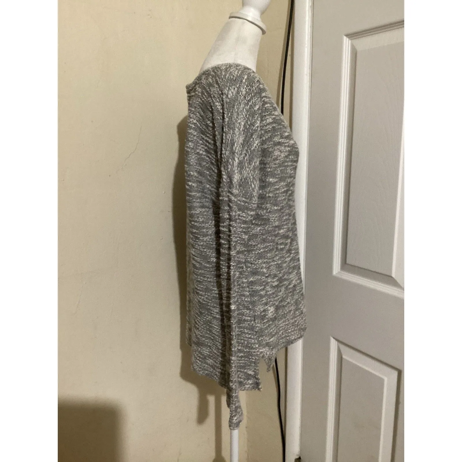 Paige Martine  Sweater Marled Cotton V-Neck Pullover Gray M - Image 3