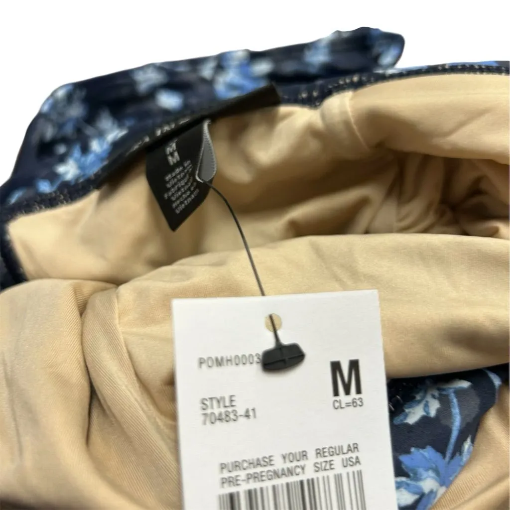 A Pea in the Pod Maternity Blue Floral Ruffle‎ One Piece Swimsuit M - Image 2