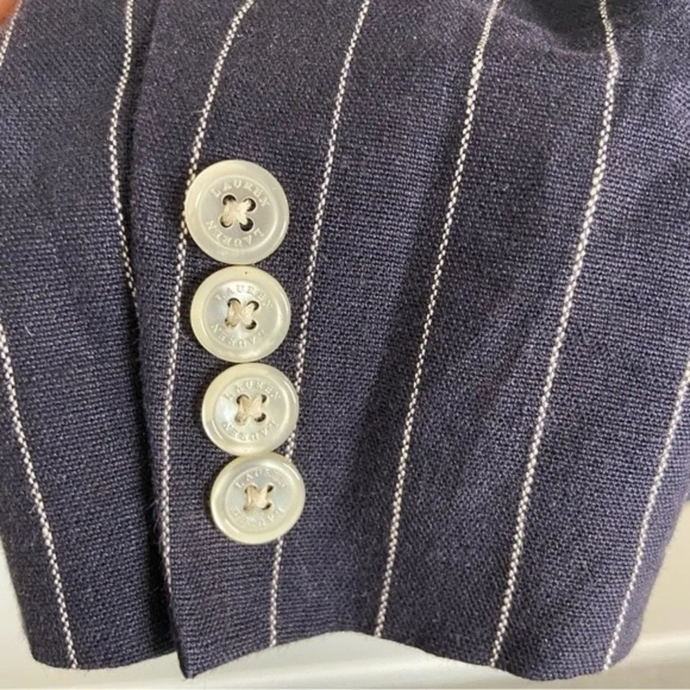Ralph Lauren Linen Blazer Blue White Stripes Size 8 - Image 8