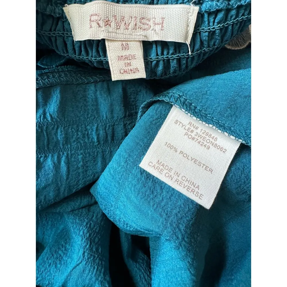 Daisy tiered smocked open back with bow high low dress size medium Blue - Image 12