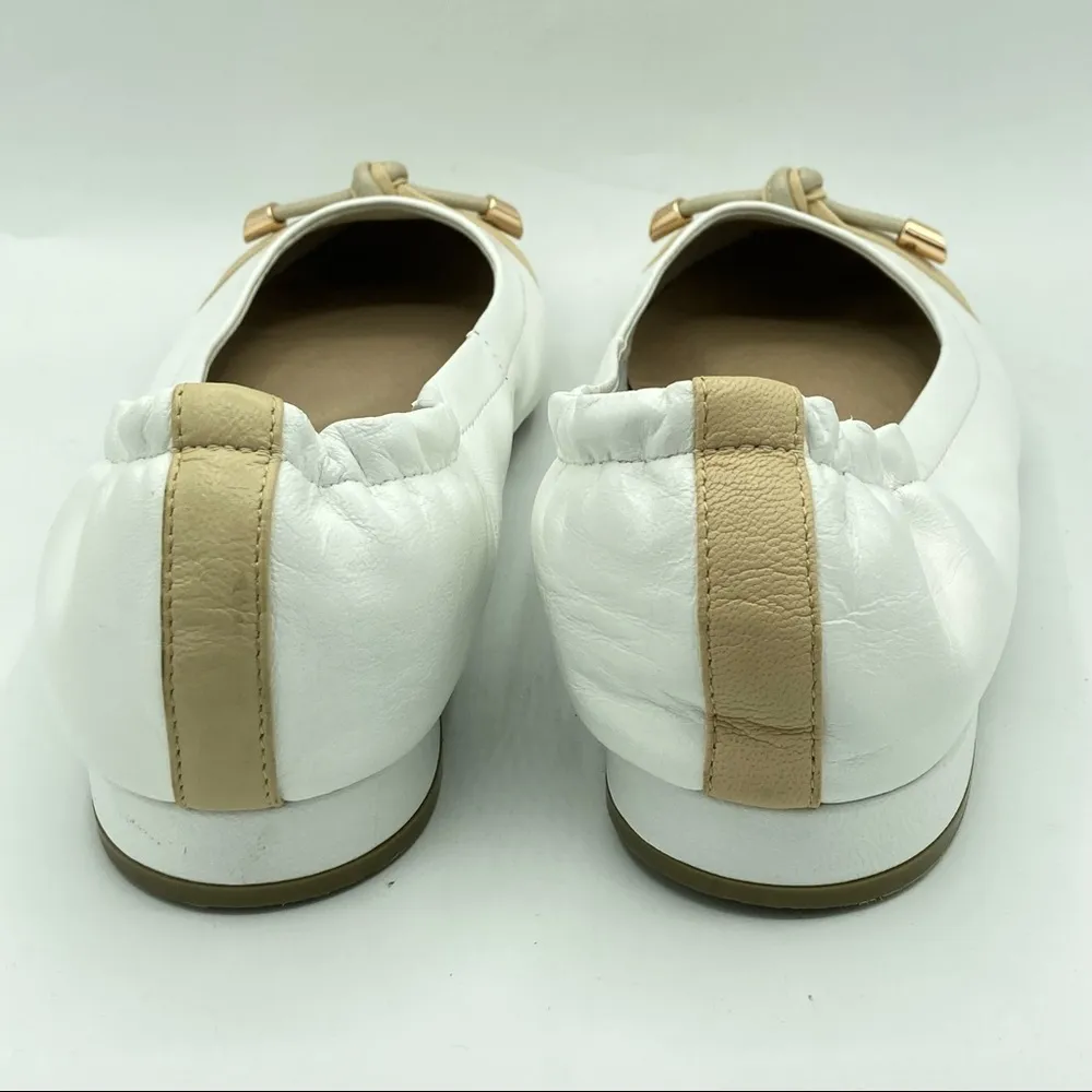 David Tate leather slip on new shoes ballerina flats elastic 2 tone white taupe Brown Size 11 - Image 8