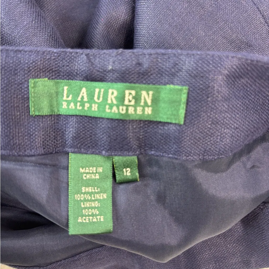 Lauren Ralph Lauren 12 Linen Midnight Blue Pencil Knee Skirt - New! - Image 10
