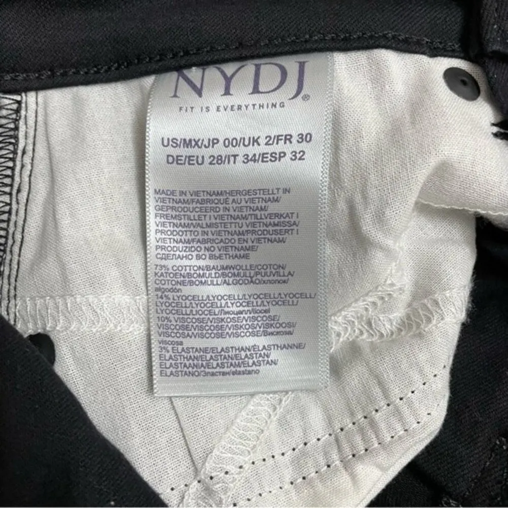 NYDJ Briella Black Denim Roll Cuff Snap Fly Long Bermuda Shorts Women’s Size 00 - Image 9