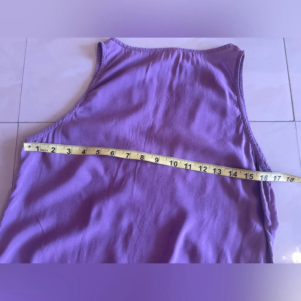 Forever 21 Drop Waist Split Hem Embroidered Neck Sleeveless Dress | Size XS Purple - Image 11