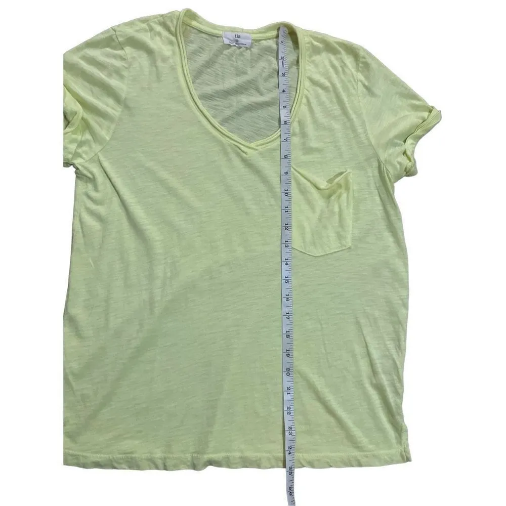 Anthropologie t.la bright neon green yellow modal cotton blend t shirt size smal Green - Image 4