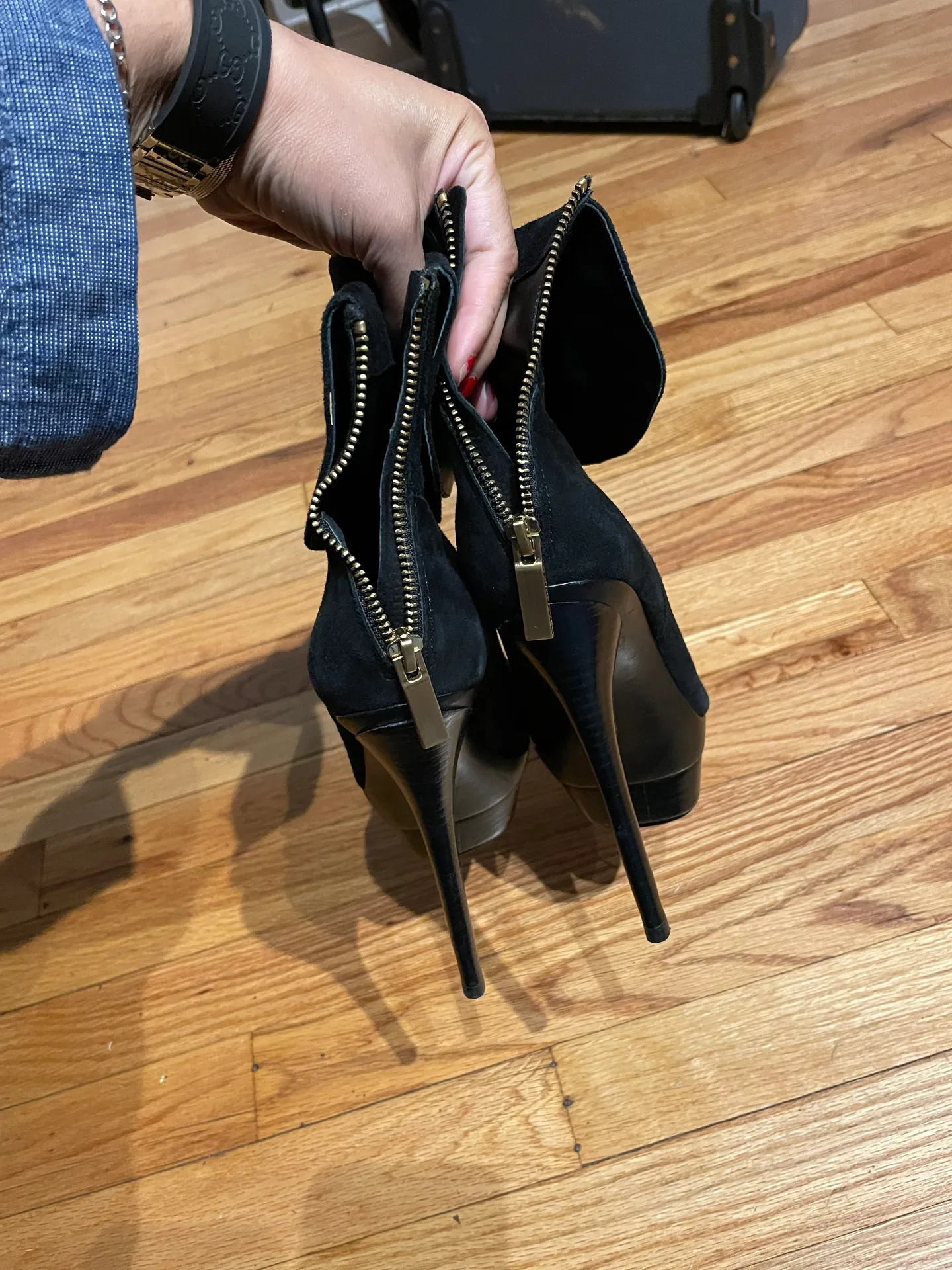 Leather Designer Suede Luxury Ankle Heeled Booties  - Image 8