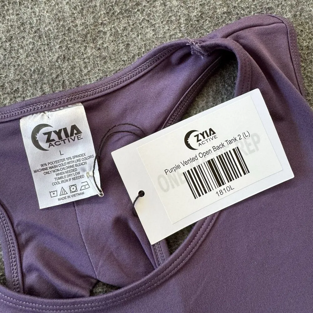 NWT Ziya Active Purple Vented Open Back Tank Womens Size Large - Image 3