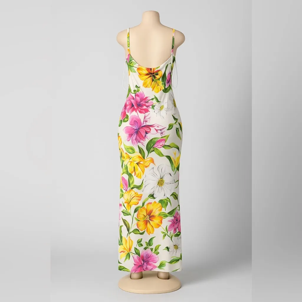 Haute Monde Floral Maxi Dress Women’s Size M Adjustable Straps Soft Stretch New - Image 3