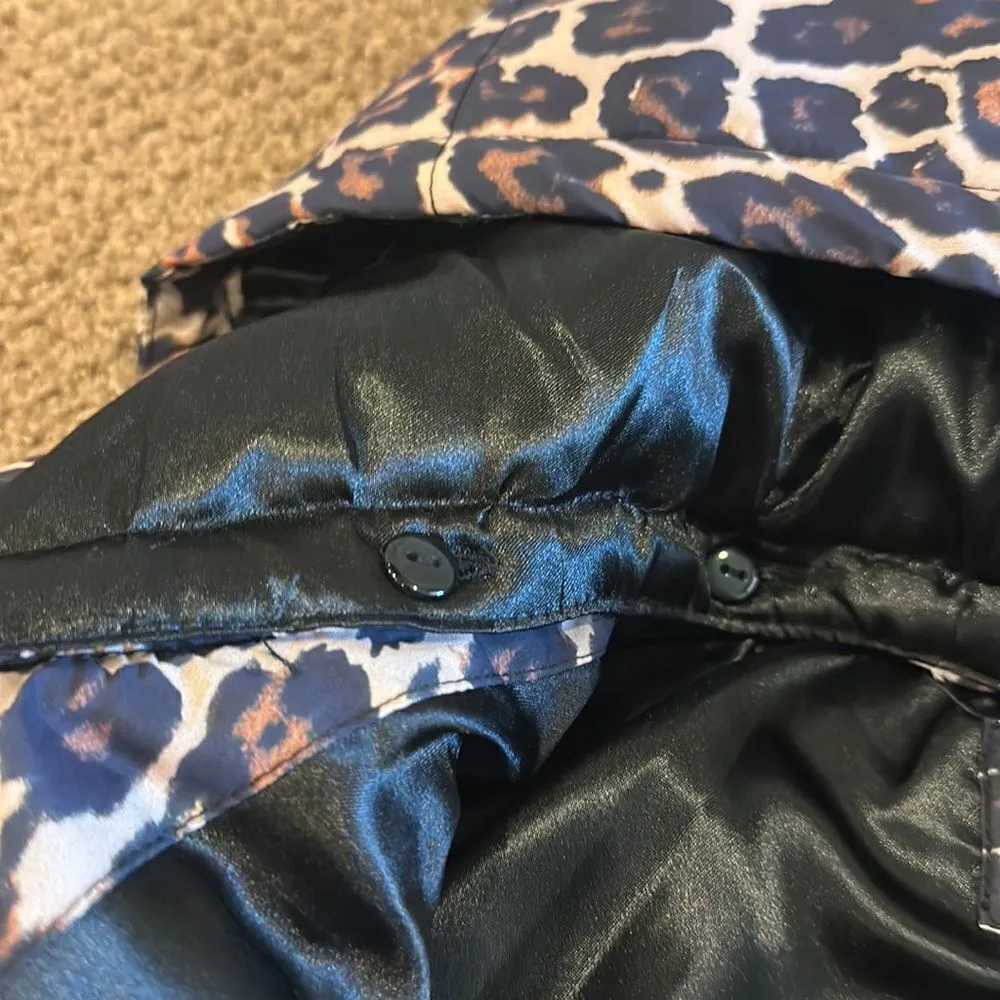 GENERATION LOVE WOMENS HOODED LEOPARD PRINT PUFFER LIGHT JACKET SIZE XS - Image 7