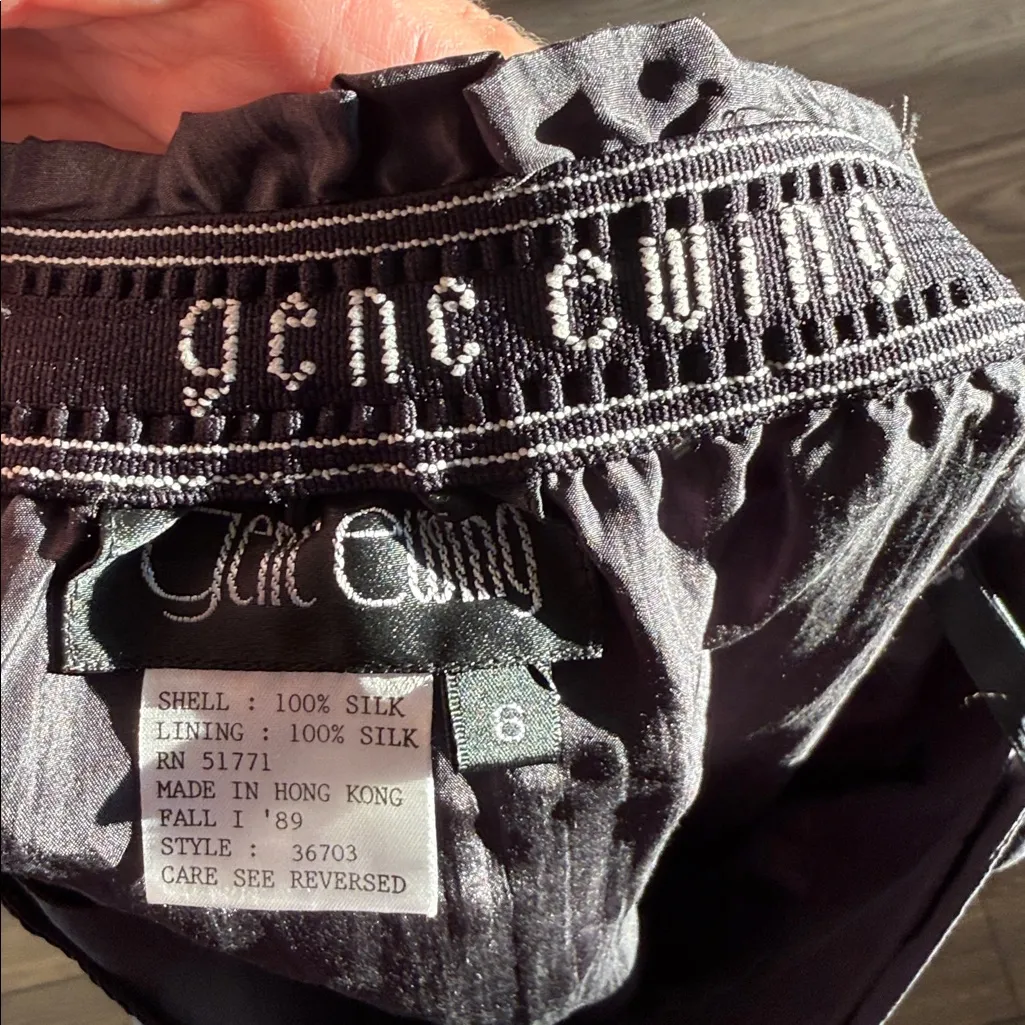 Vintage 1980’s black 100% silk gene Ewing Black Women's Skirt flawless Size 6 - Image 4