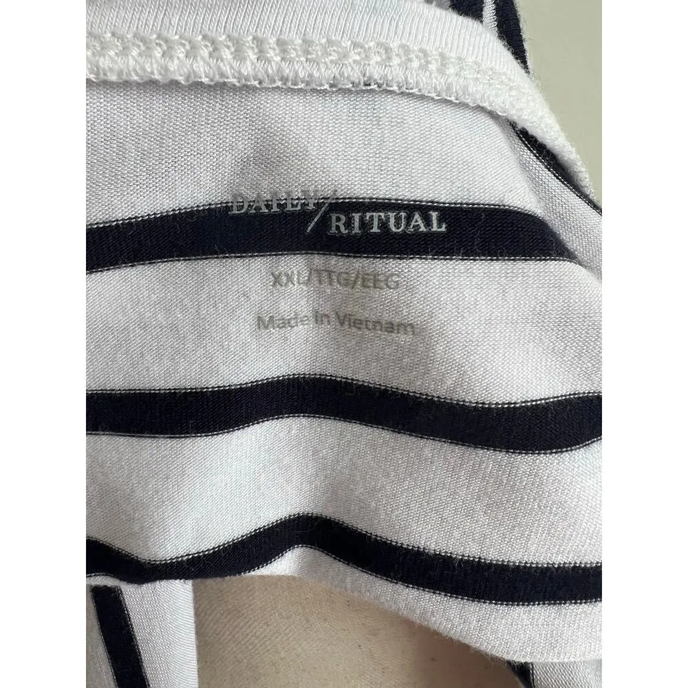 Daily Ritual Casual Striped Loose Fit Sleeveless Tank Top XXL White - Image 5