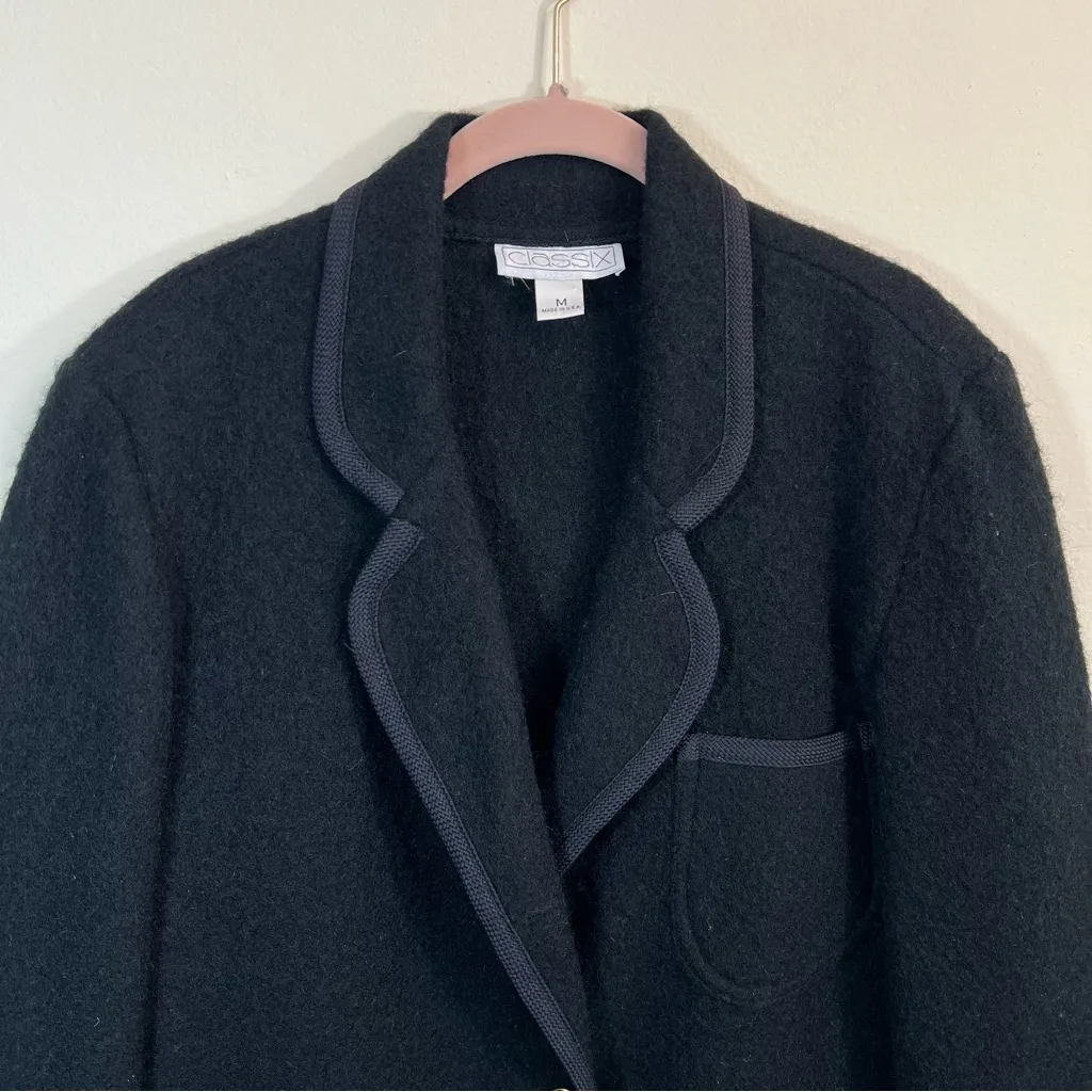 Vintage Classix Black Wool Mohair Blend Sweater Blazer Medium - Image 2