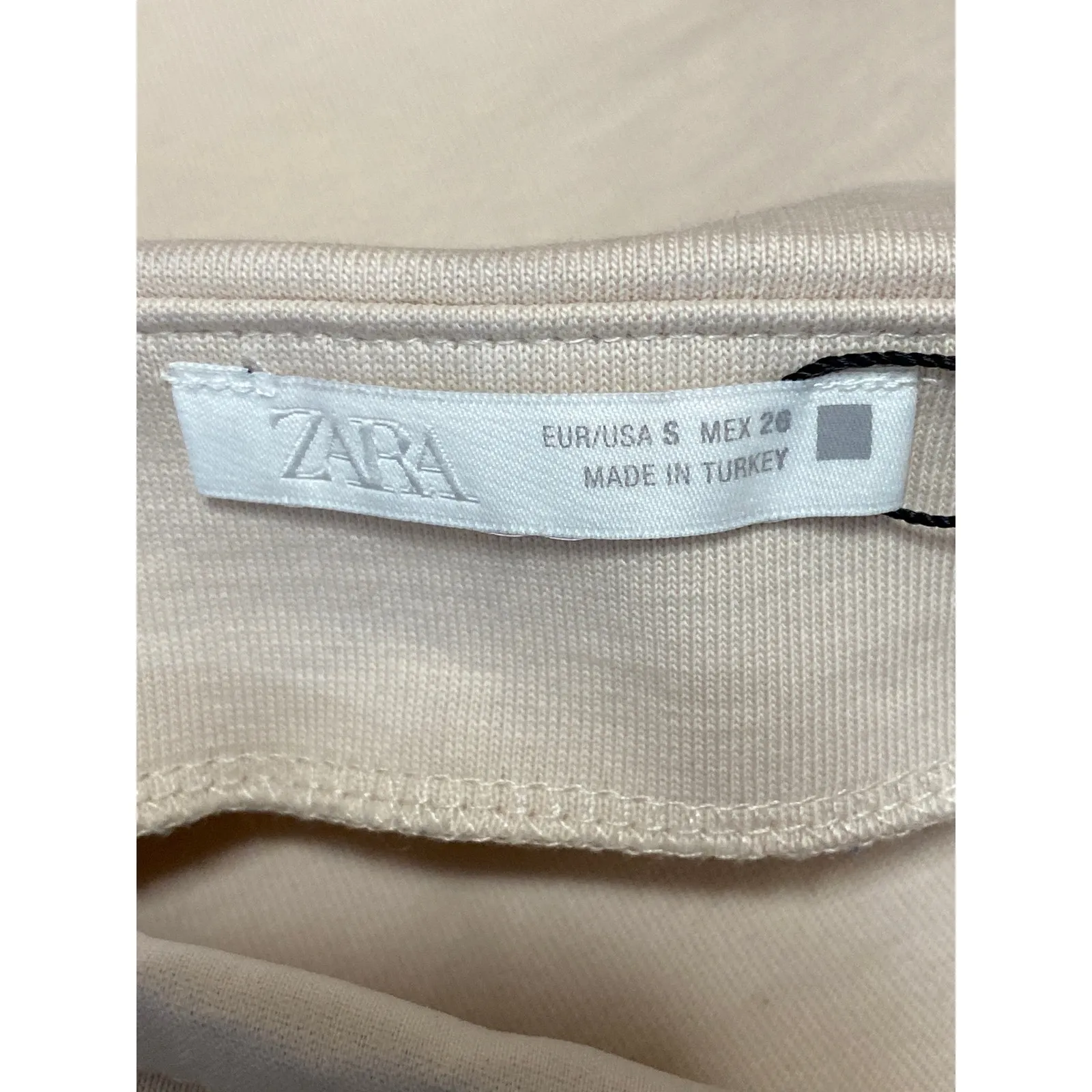 NEW Zara Women Beige Nude Long Sleeve Boat Neck Drape Soft Blouse Top Size S - Image 3