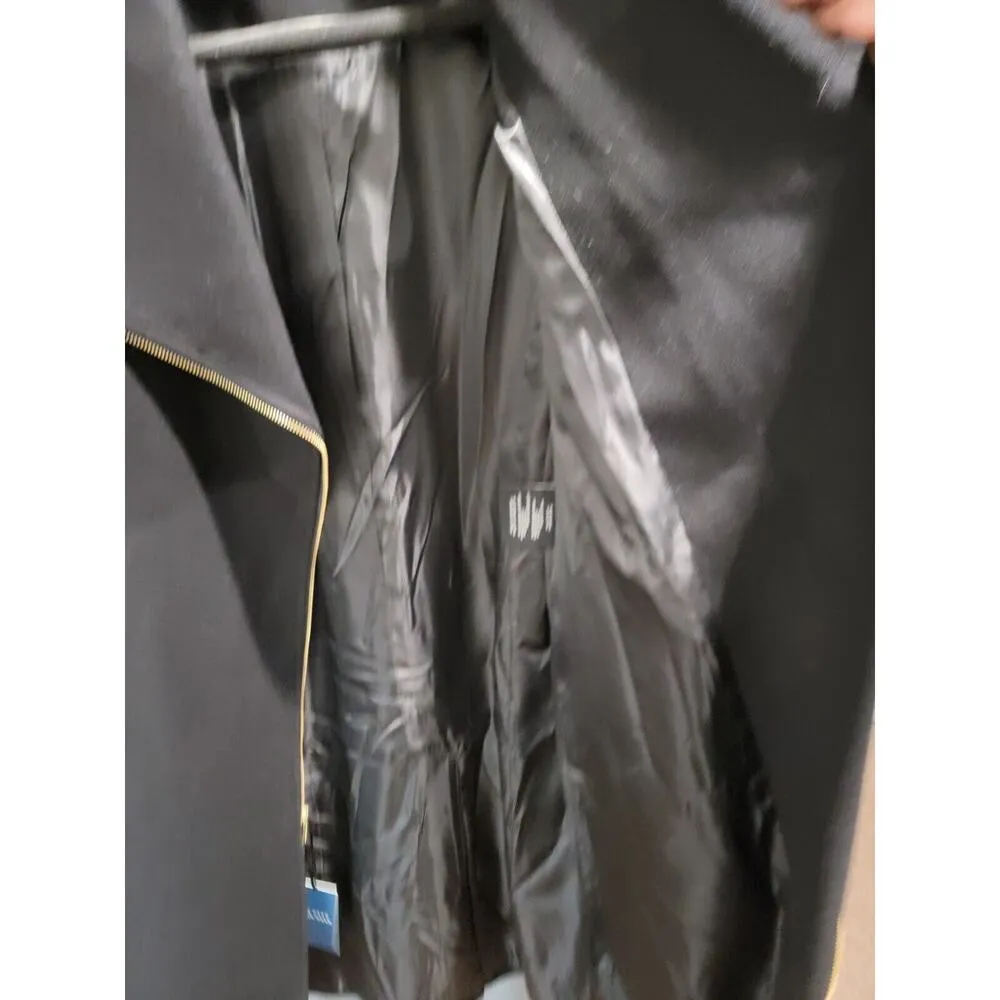 NWT $500 Cole Haan Wool Blend Full Zip Collar Coat Women's 10 Black C4 - Image 12