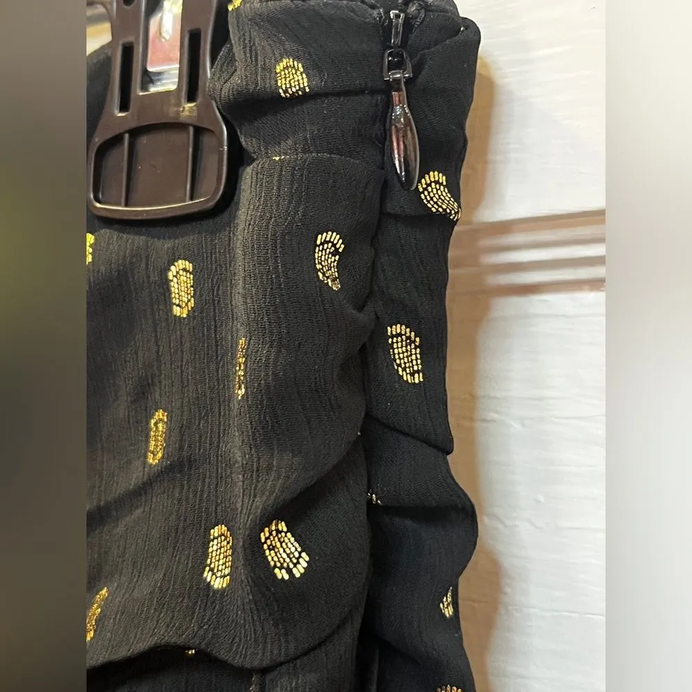 NWOT Zara Womens Polka Dor Black and Gold Skirt Size Medium - Image 2