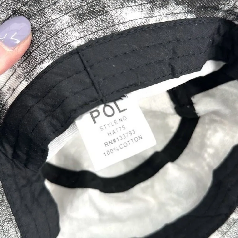 POL Women's 100% Cotton Knit Tie Dye Bucket Hat Black White‎ One Size - Image 6