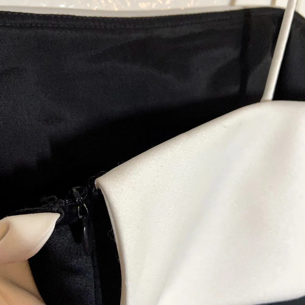 Alex Evenings Formal Maxi Dress Sleeveless Pleated Square Neck Black White 8 - Image 2