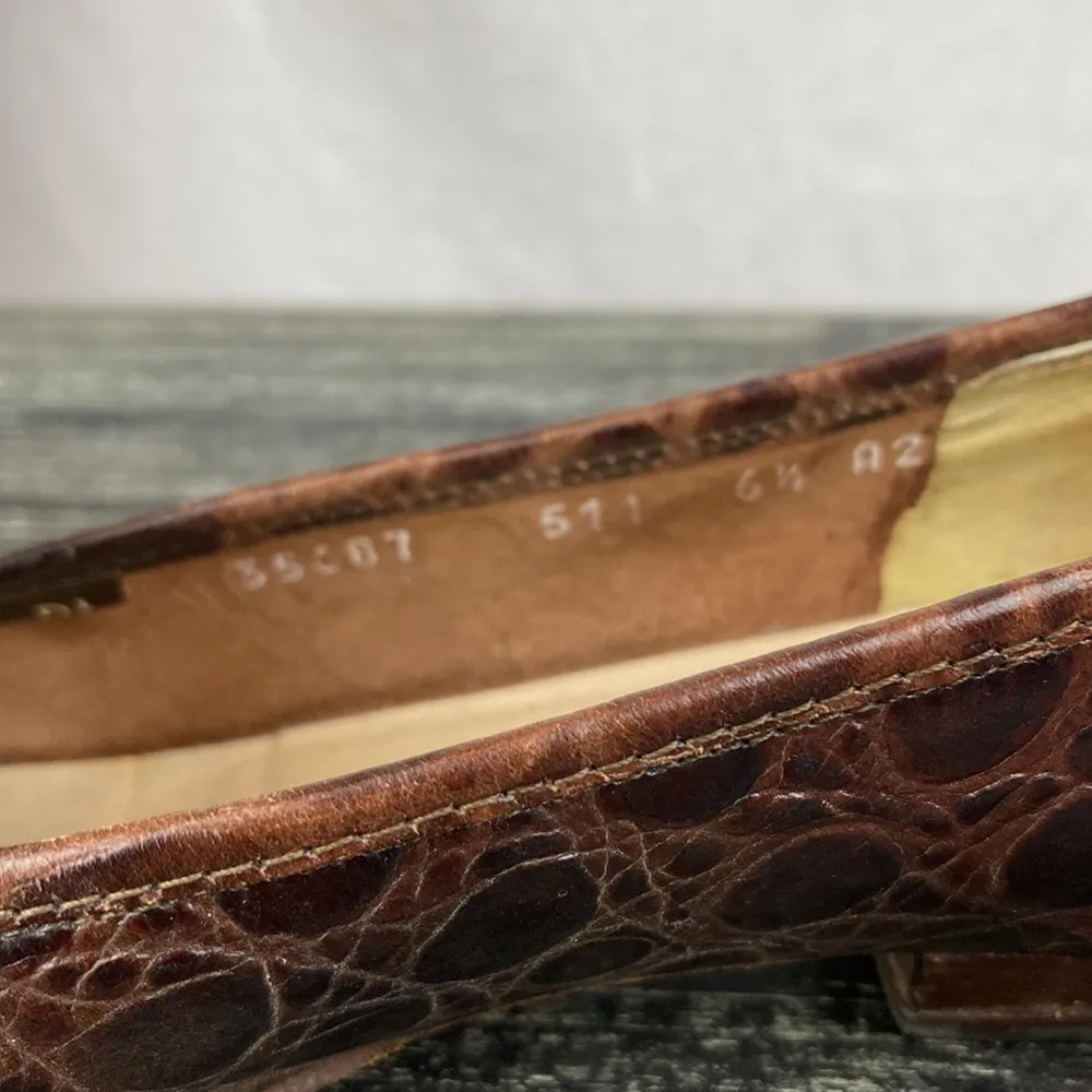 Salvatore Ferragamo Brown Textured Slip On Loafer Shoes 6.5 Narrow - Image 6