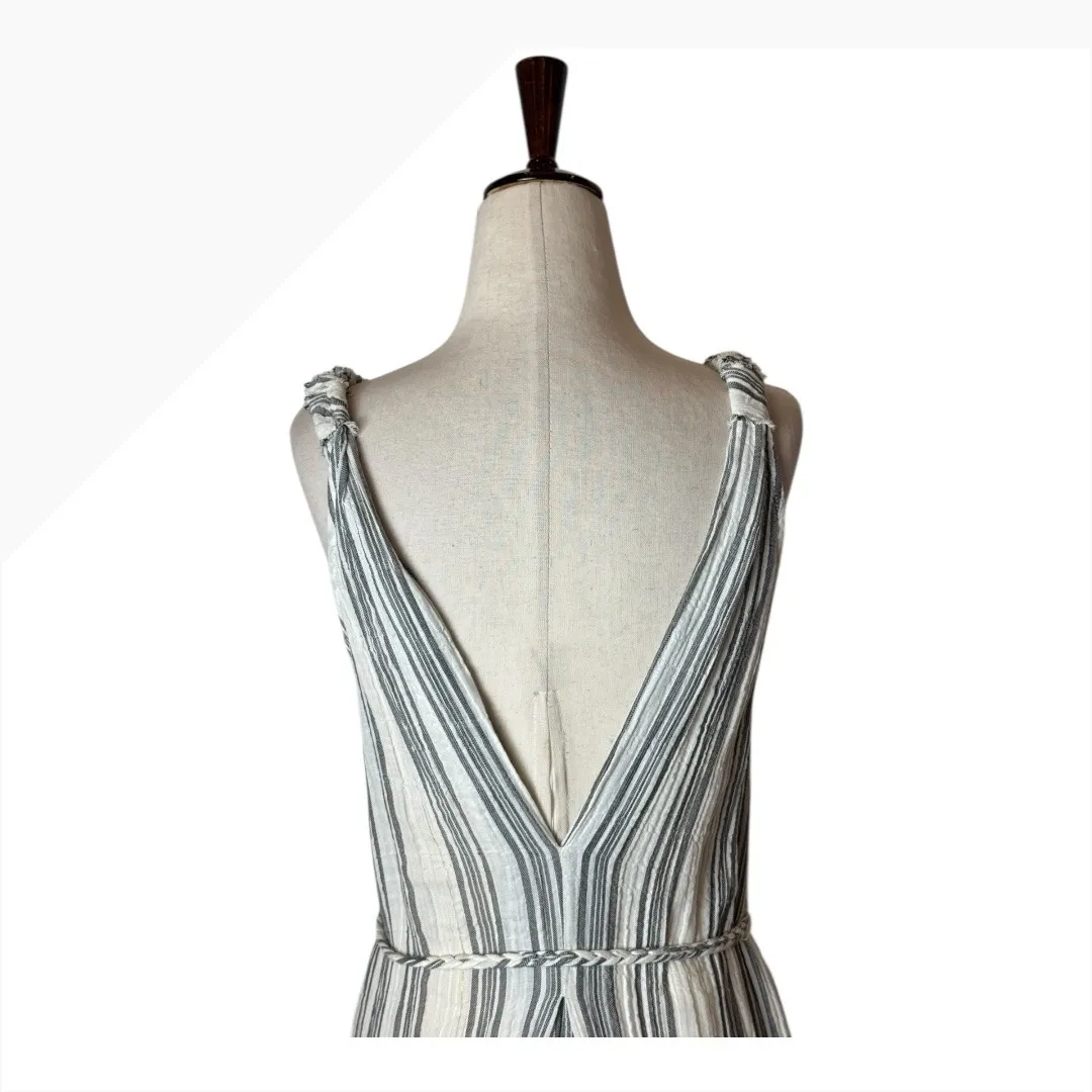 LoveShackFancy‎ Dress Women XS Ivory Gray Striped Georgica Maxi Luxury Boho - Image 6