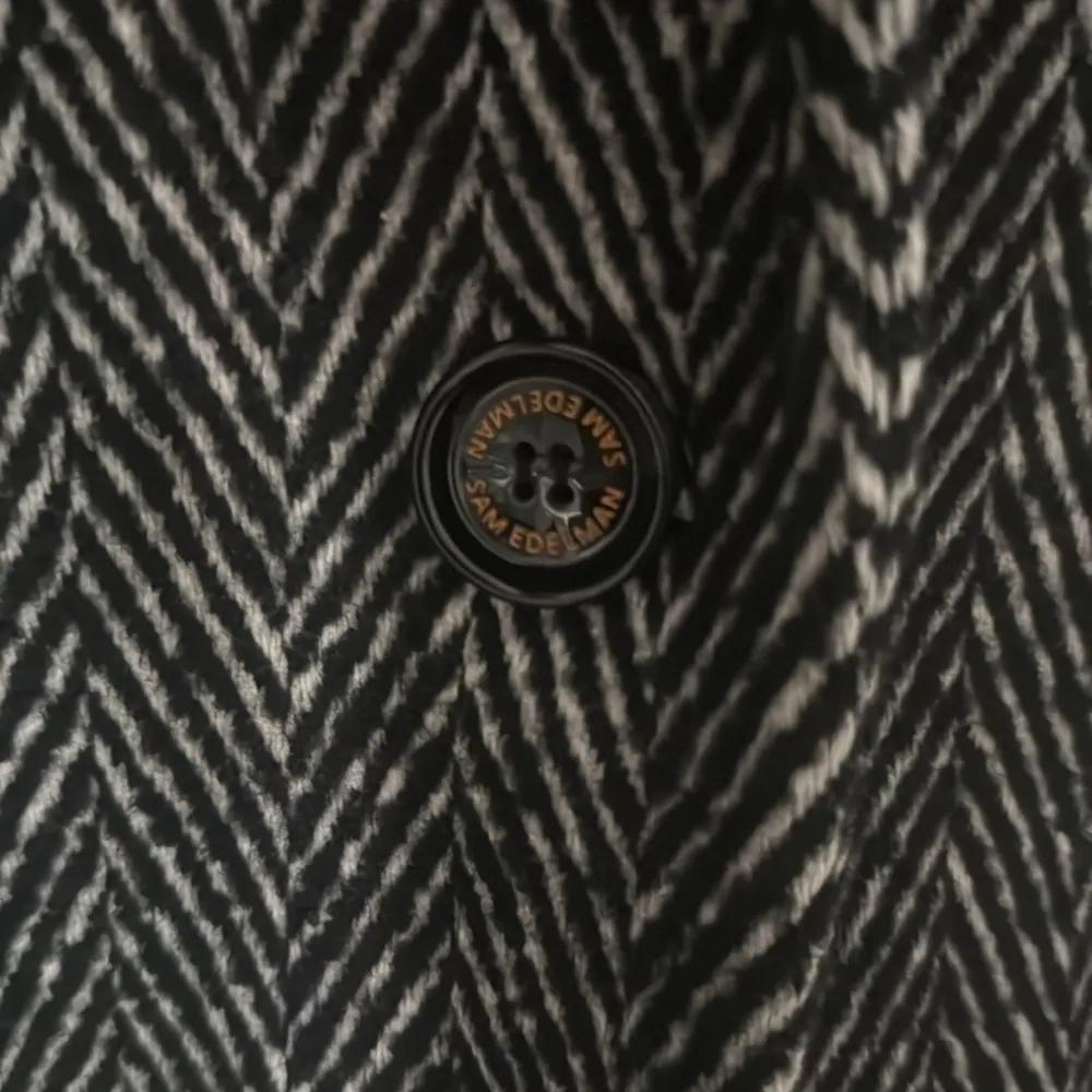 NWT Sam Edelman Black houndstooth wool Trench Coat XXL - Image 4