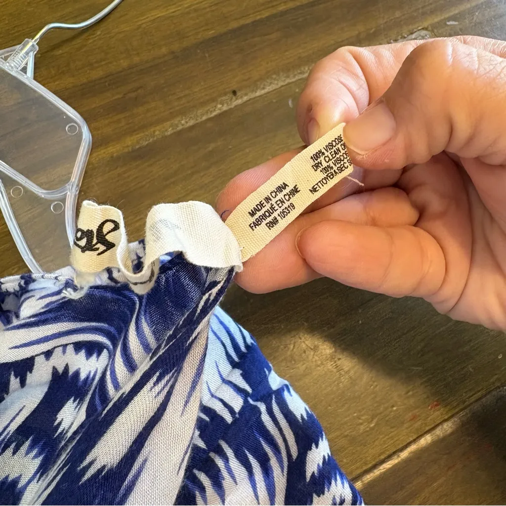 Michael Stars Blue Ikat Print Ruana Wrap Scarf One Size Cover Up Beach Resort - Image 4