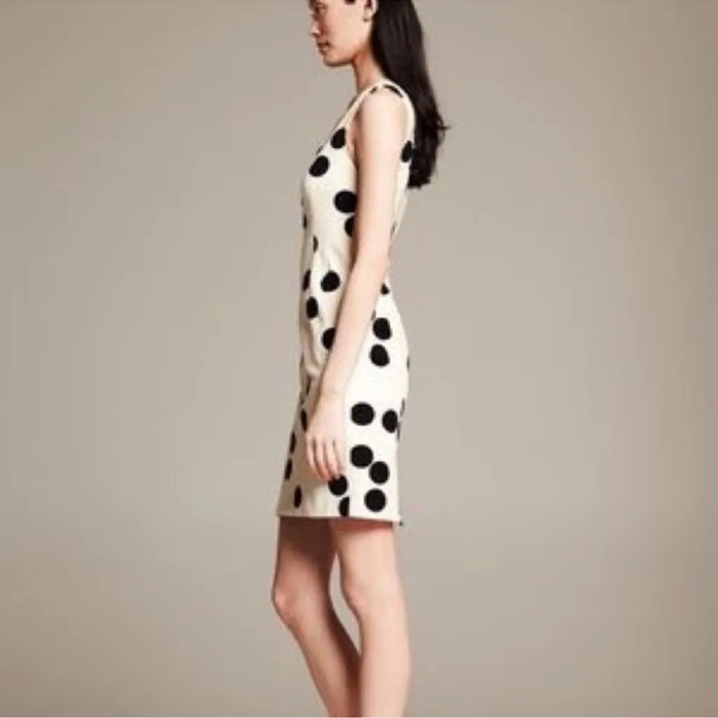 NEW NWT Banana Republic Polka dot Sheath Dress black white cream - Image 2