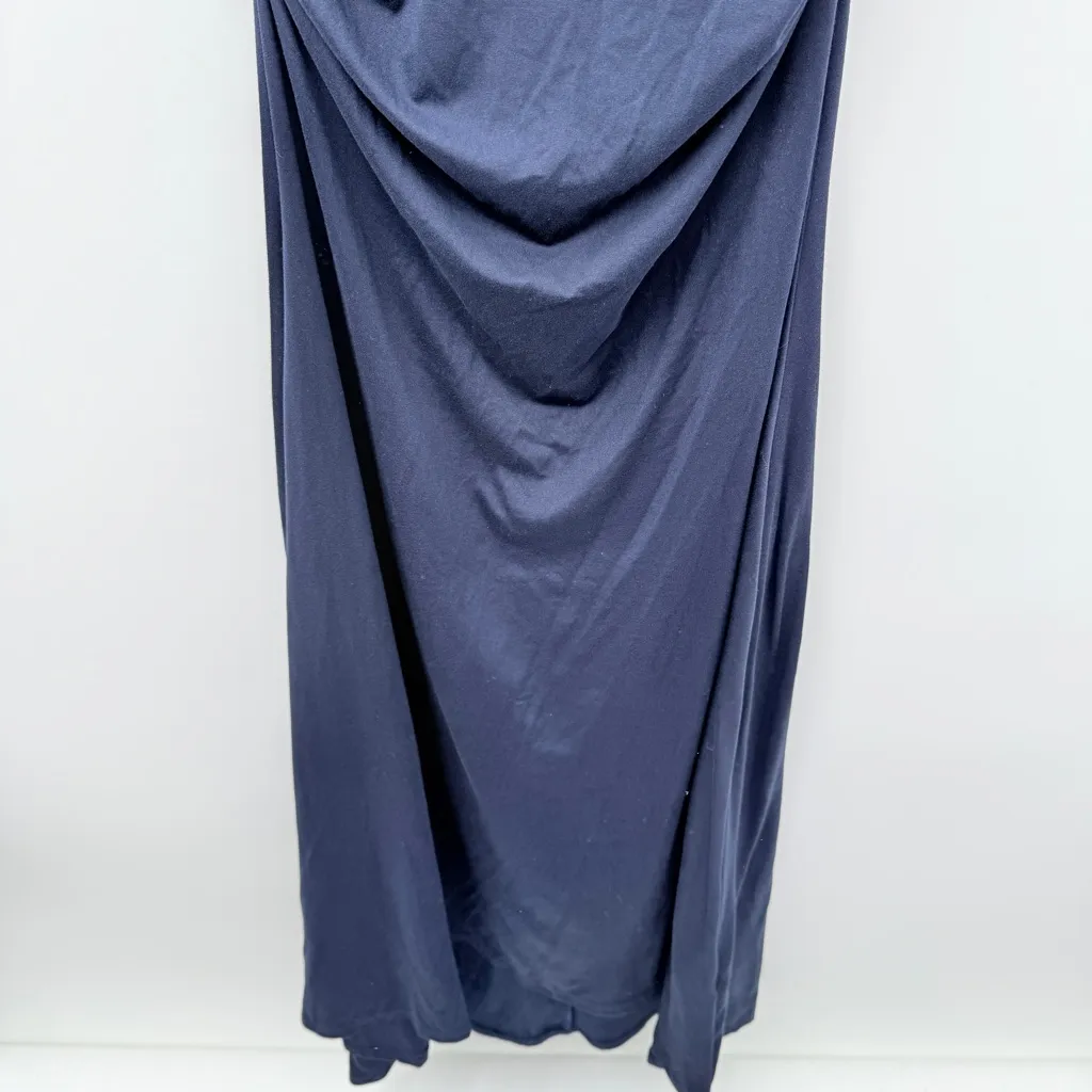 PinkBlush Navy Blue‎ Maternity Maxi Dress Women’s Size Small Ruched Sides - Image 3