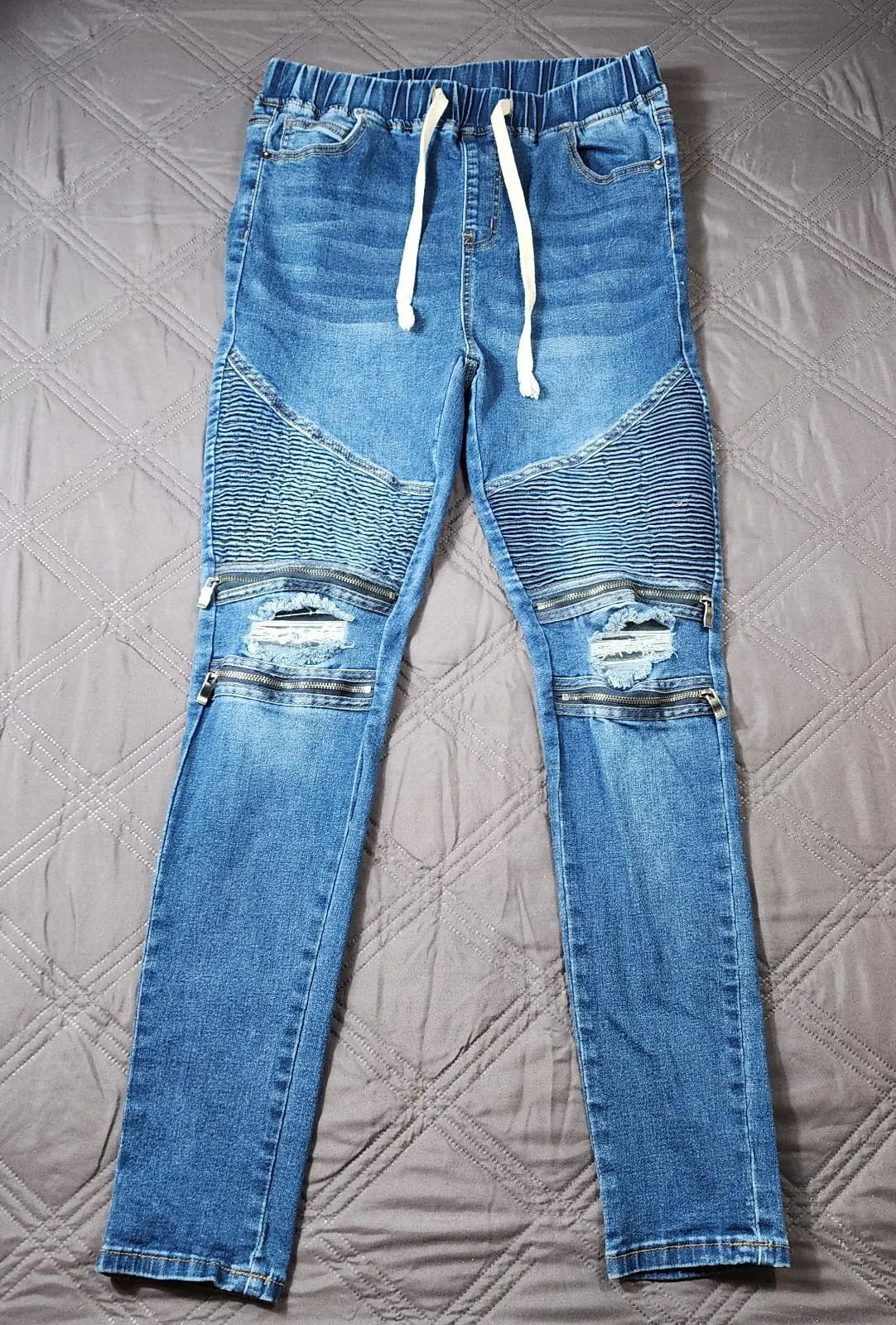 American Bazi Jeans Women's Medium Denim Blue Skinny Distressed Streetwear - Image 1