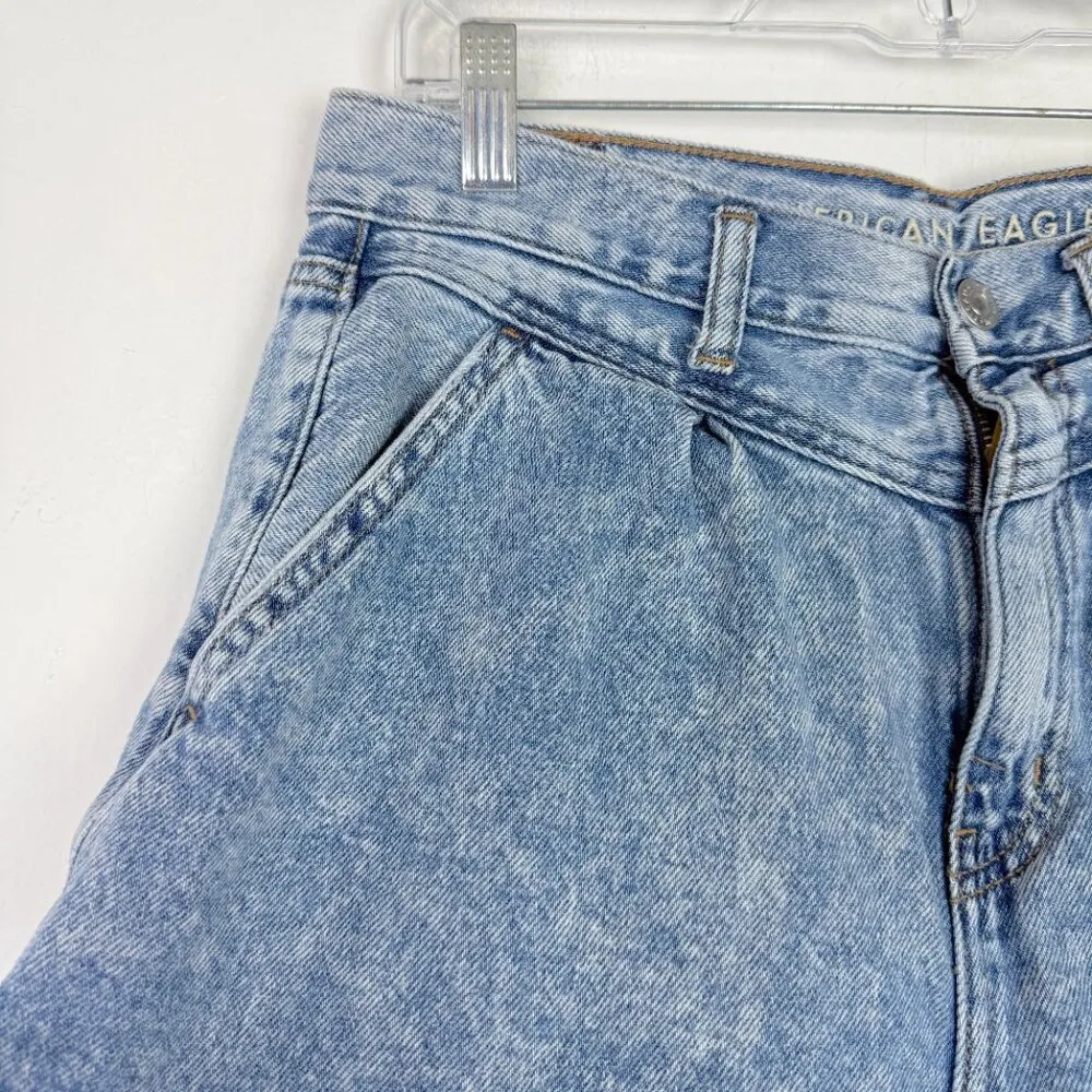 American Eagle Acid Wash Mom Short Denim Jean Shorts Hi-Rise Size 6 EUC - Image 2