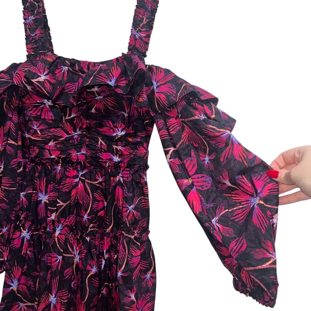 NEW NWT  Caprice Ruffled Floral Print Midi Dress Zinnia - Image 9