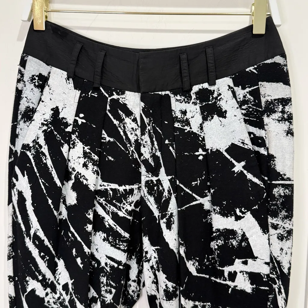 Helmut Lang Abstract Marble Jogger Pants XS Black Artsy Edgy Neo Deco Ankle Rock - Image 5