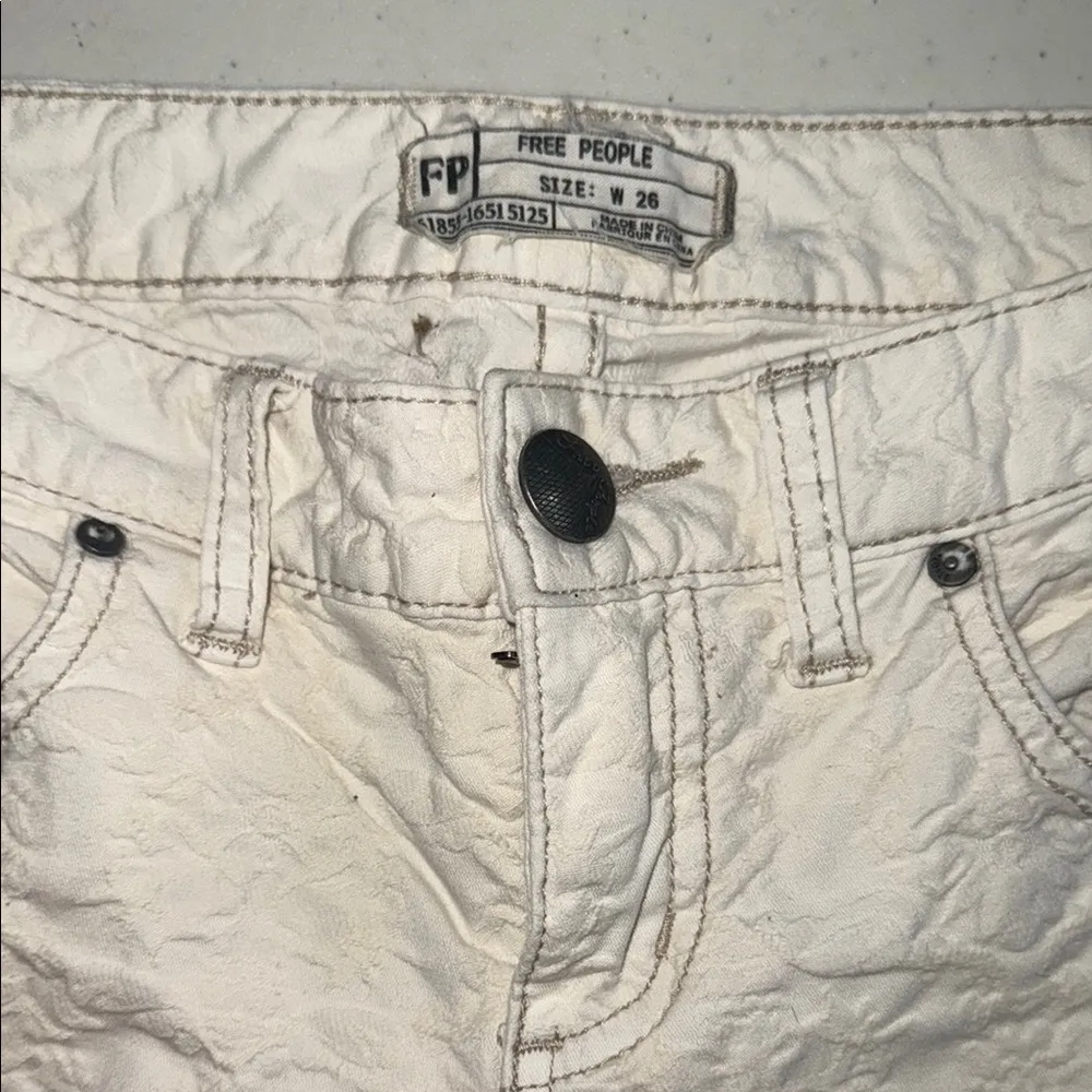 Free People Skinny cream ivory Jeans embossed damask - Image 6