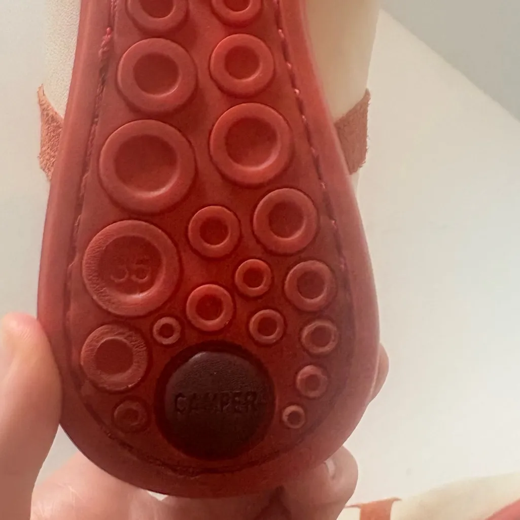 CAMPER Cream Orange Leather Sneakers Size 35 - Image 5