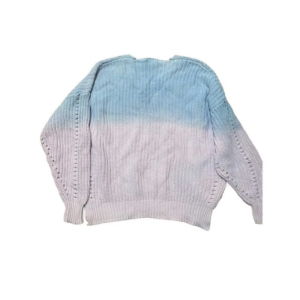 STORIA Sealed With a Kiss Pastel Ombre Knit Sweater Lavender & Pink Gradient Sm - Image 9