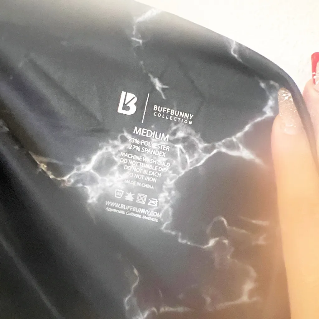 Buff bunny high rise black white marble new women’s sports bra and legging set - Image 11