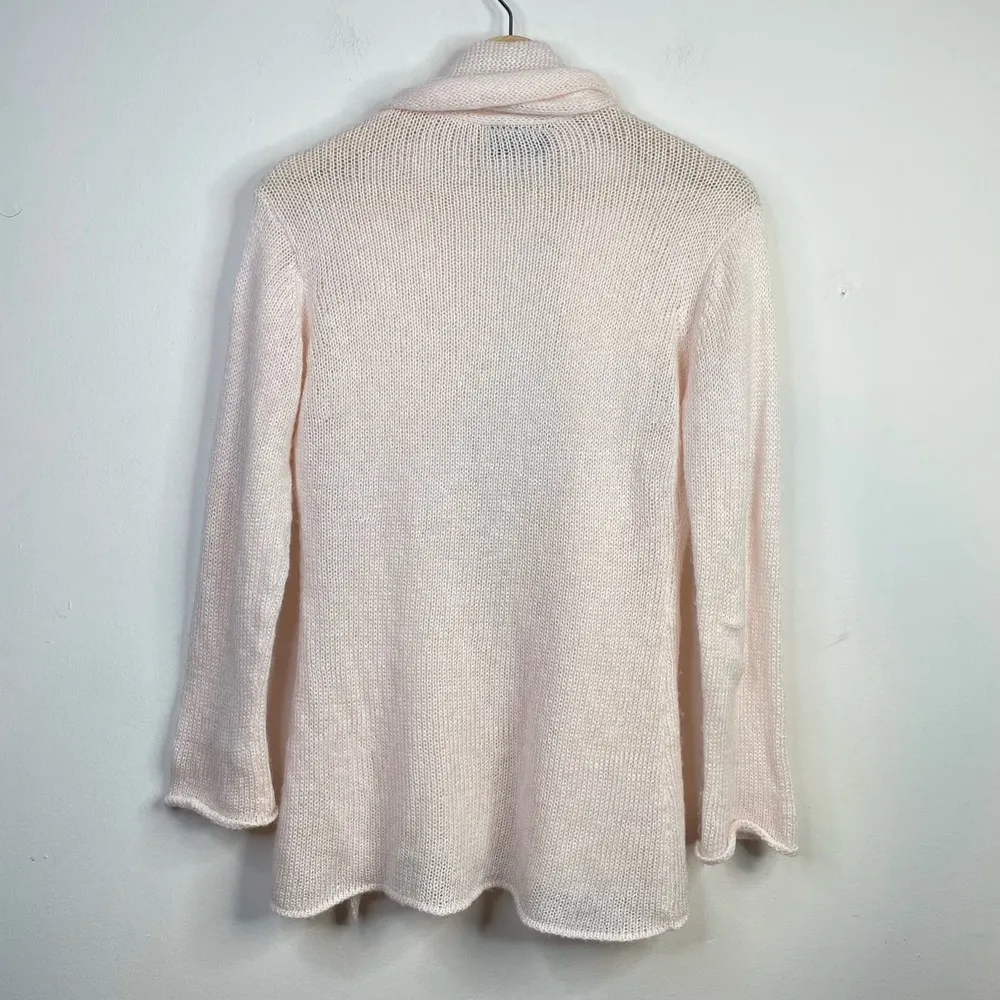Wooden Ships Pale Light Pink Lightweight Wool Blend Open Cardigan Sweater XS S - Image 6