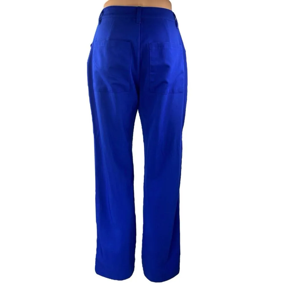 WeWoreWhat Danielle Bernstein Blue Widet Leg High Waisted Trousers Dress Pants 2 - Image 3