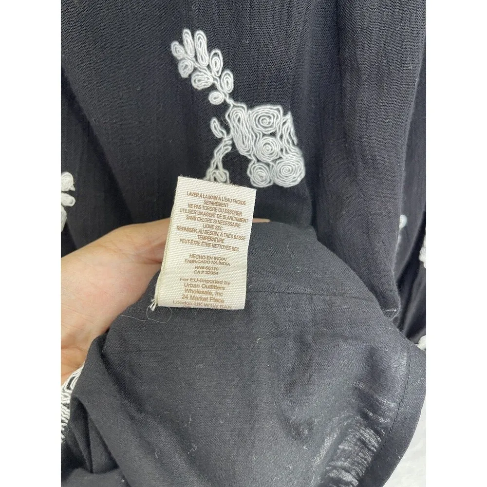 Free People Women's Embroidered Austin Dress Floral Black Long Sleeve Size Small - Image 4