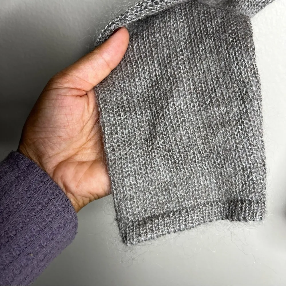 Sigrid Olsen Mohair Blend Open Knit Embroidered V-Neck Button Front Cardigan - Image 5