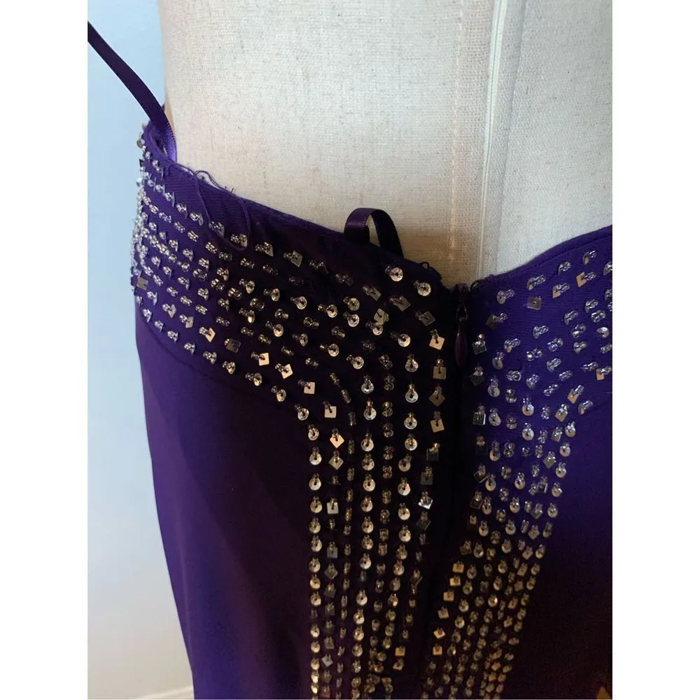 purple long dress with sequence size 8 - Image 5
