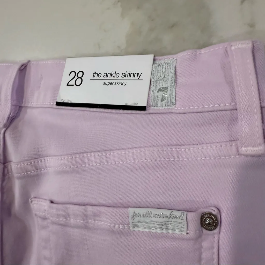 7 For All Mankind NWT The Ankle Skinny Raw Hem Womens 28 Lavender Purple Stretch - Image 11