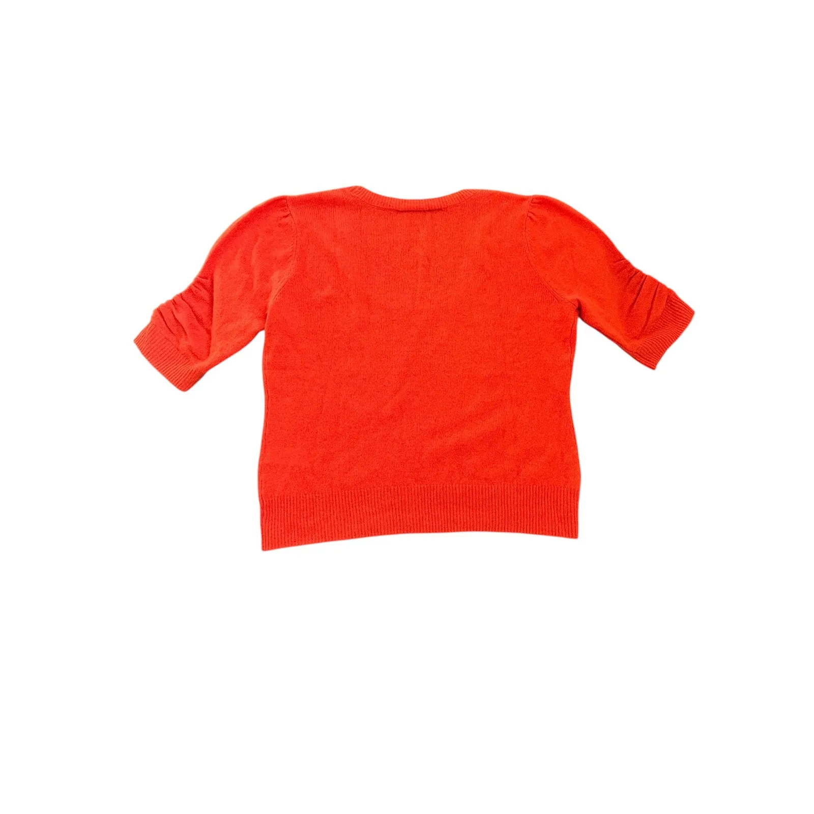 FRAME Orange 100% Cashmere Ruched Sleeve Scoop Neck Sweater Top L Size undefined - Image 5